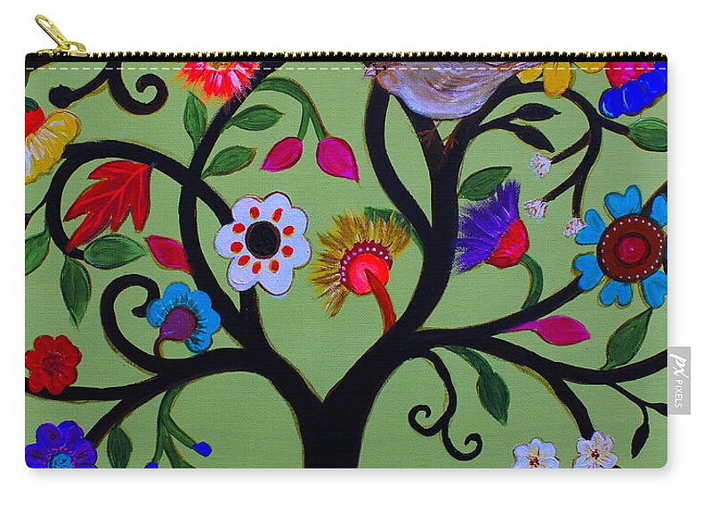Blooms Zip Pouch featuring the painting Loving Tree Of Life by Pristine Cartera Turkus