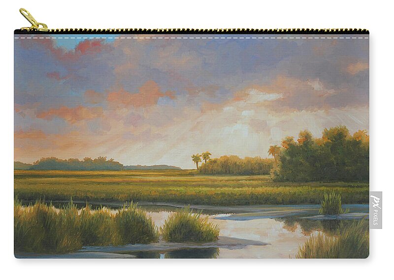 South Carolina Art Zip Pouch featuring the painting Low Country Morning by Guy Crittenden