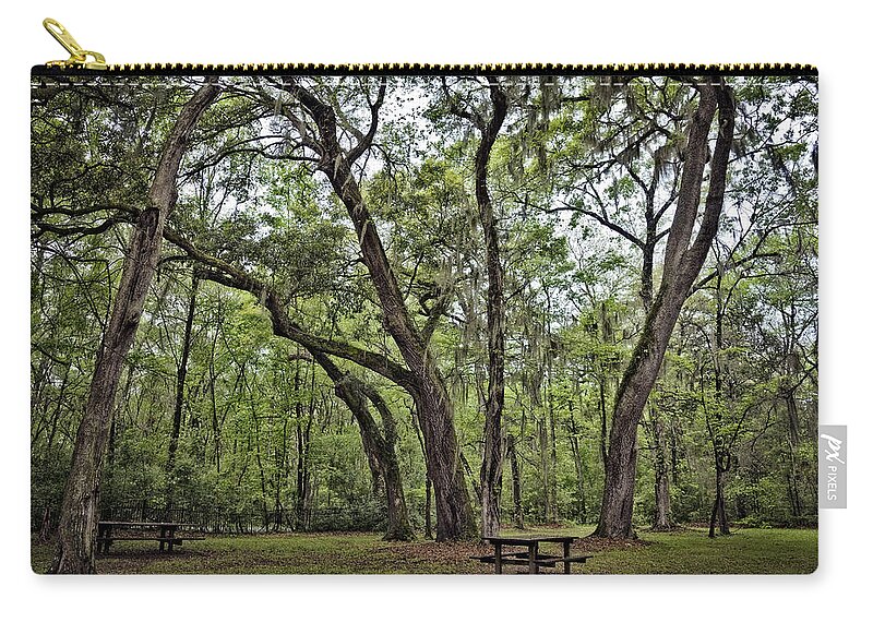 Oak Trees Zip Pouch featuring the photograph Low Country Oaks by Diana Powell