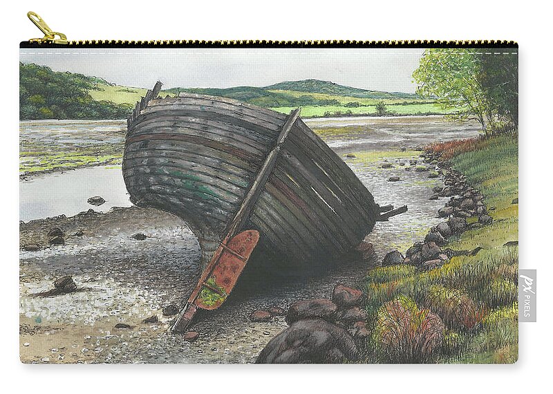 Wales Zip Pouch featuring the painting Low Tide by Arthur Barnes