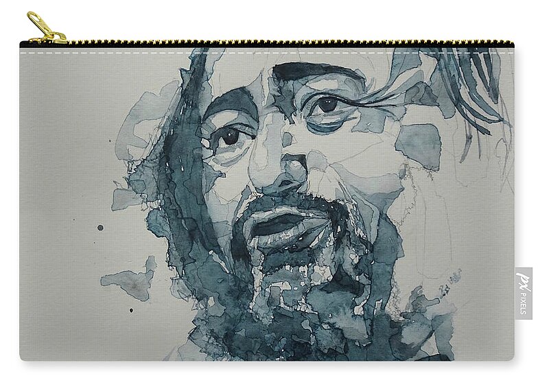 Luciano Pavarotti Zip Pouch featuring the painting Luciano Pavarotti by Paul Lovering