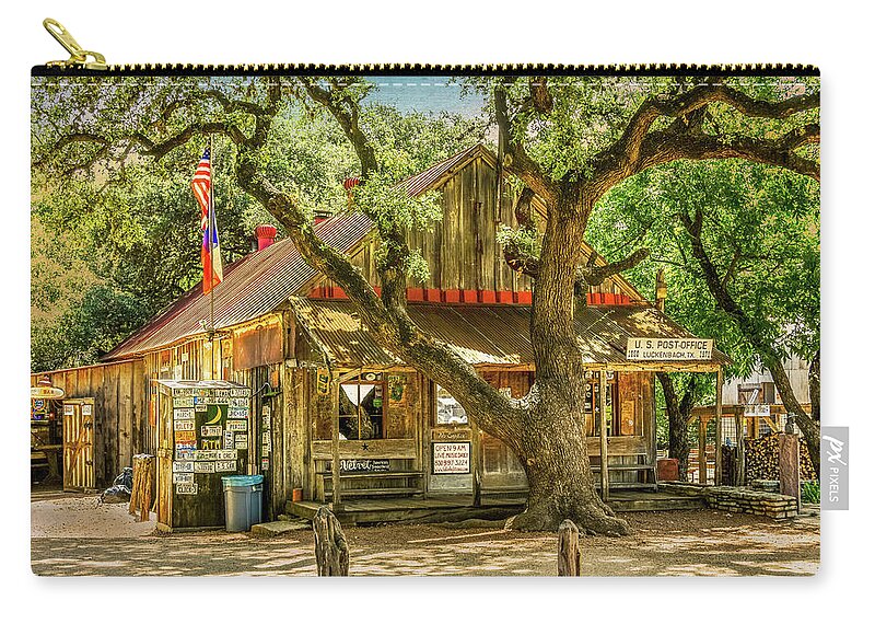 : Texas Hill Country Zip Pouch featuring the photograph Luckenbach Texas General Store and Saloon by Debra Martz