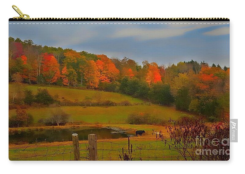 Autumn Carry-all Pouch featuring the photograph Lucky Cow by Dani McEvoy