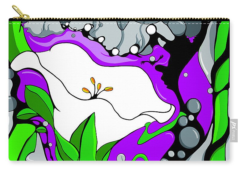 Flower Zip Pouch featuring the drawing Luna by Craig Tilley
