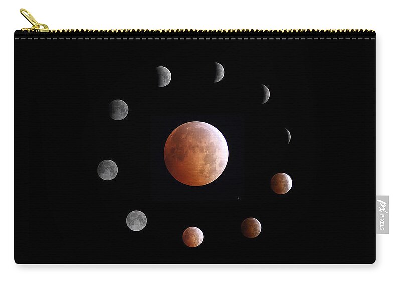 Astronomy Zip Pouch featuring the photograph Lunar Eclipse Phases by John Chumack