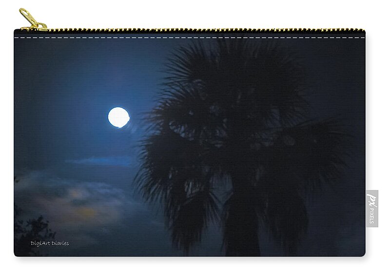Lunar Zip Pouch featuring the photograph Lunar Palm by DigiArt Diaries by Vicky B Fuller