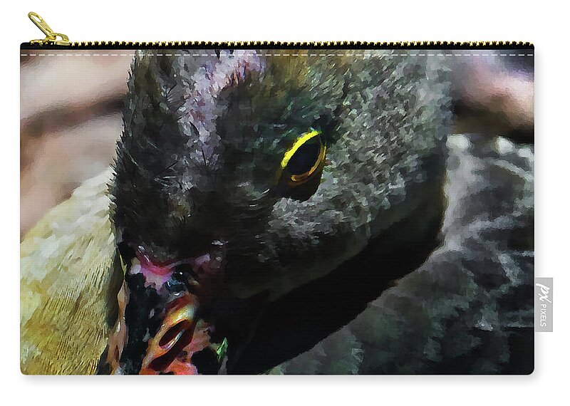 Plumed Whistling-duck Zip Pouch featuring the photograph Lunch Stuck On Her Beak by Miroslava Jurcik