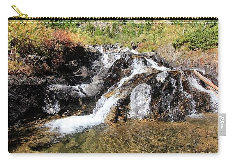 Waterfalls Zip Pouch featuring the photograph Lundy Canyon Gold by Sean Sarsfield