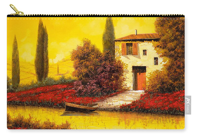 Landscape Carry-all Pouch featuring the painting Tanti Papaveri Lungo Il Fiume by Guido Borelli