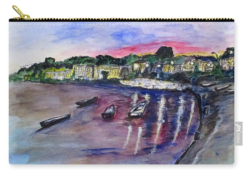 Seascape Zip Pouch featuring the painting Luogo Mergellina, Napoli by Clyde J Kell