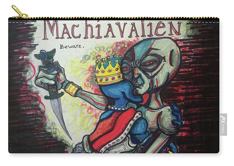 Machiavelli Zip Pouch featuring the drawing Machiavalien by Similar Alien