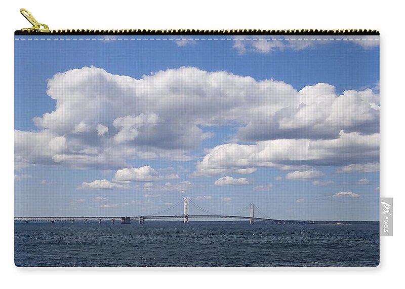 Mackinac Bridge Zip Pouch featuring the photograph Mackinac Sky by Keith Stokes
