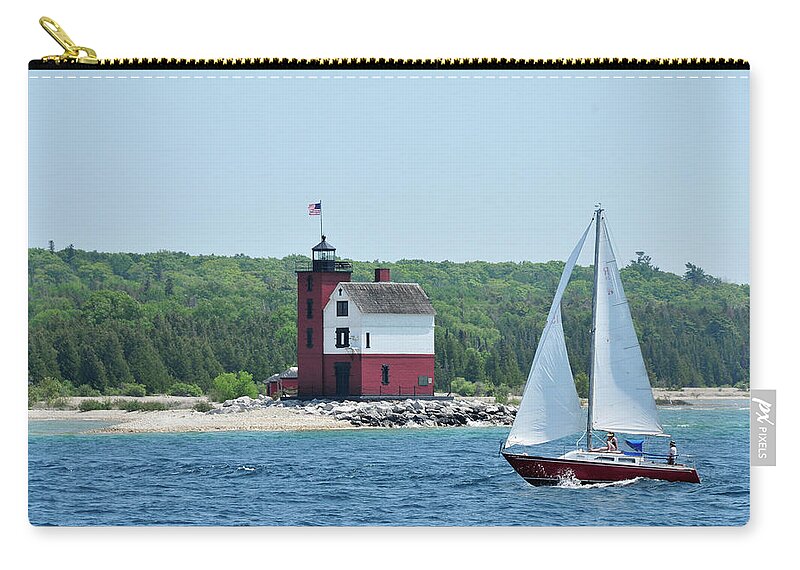 Water Zip Pouch featuring the photograph Mackinaw Straights by David Arment