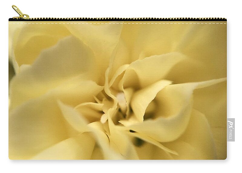 Yellow Zip Pouch featuring the photograph Macro Yellow Rose by Marian Lonzetta
