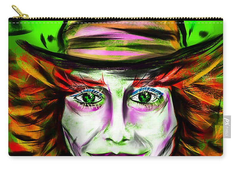 Mad Hutter Zip Pouch featuring the drawing Mad Hatter #2 by Alessandro Della Pietra
