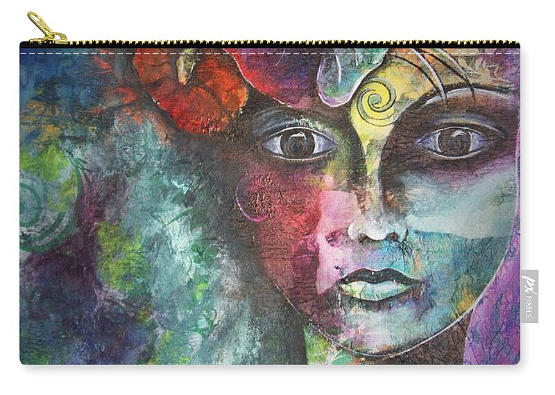 Madamoiselle Zip Pouch featuring the painting Madamoiselle by Reina Cottier by Reina Cottier