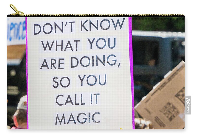 Science Zip Pouch featuring the photograph Madison Science March Sign 6 by Steven Ralser