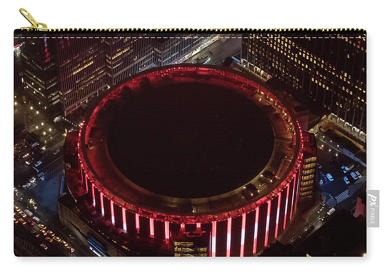 Madison Square Garden Zip Pouch featuring the photograph Madison Square Garden Aerial by David Oppenheimer
