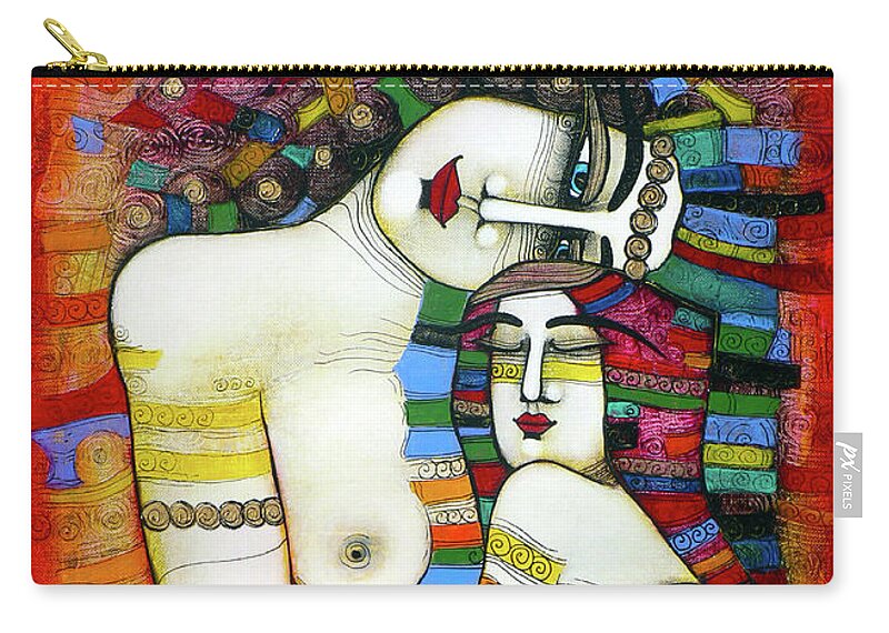 Albena Zip Pouch featuring the painting Madonna - a tribute to Klimt by Albena Vatcheva