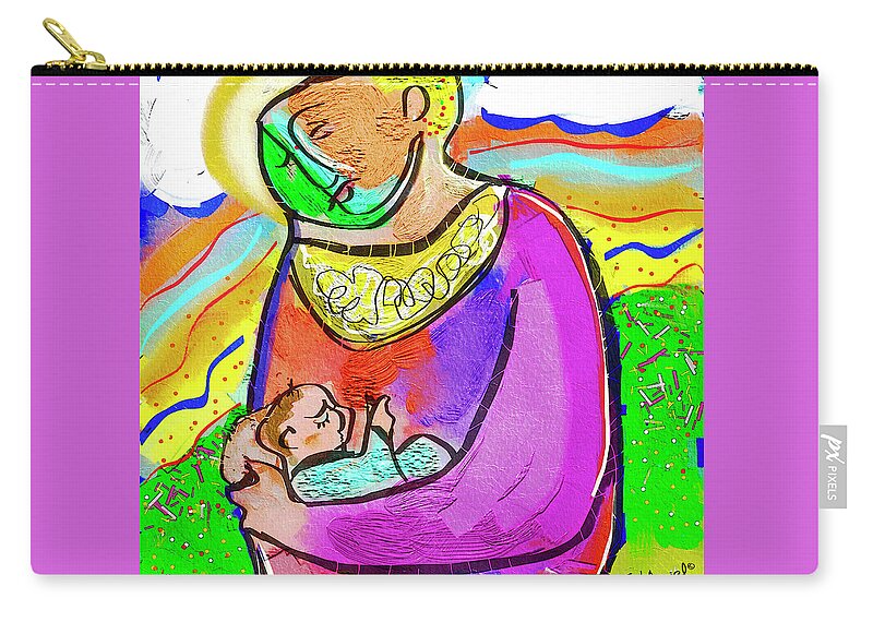 Painting Zip Pouch featuring the digital art Madonna And Child by Ted Azriel
