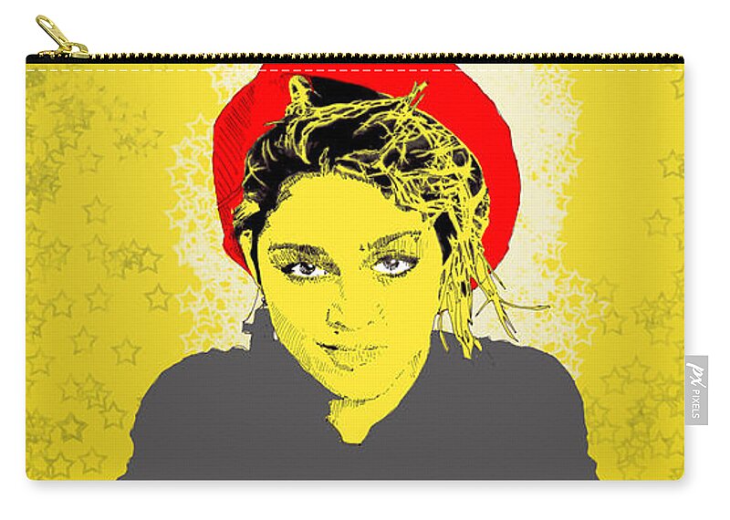 Madona Zip Pouch featuring the digital art Madonna on yellow by Jason Tricktop Matthews