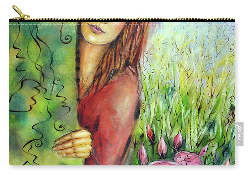 Original Zip Pouch featuring the painting Magic Garden 021108 #3 by Selena Boron