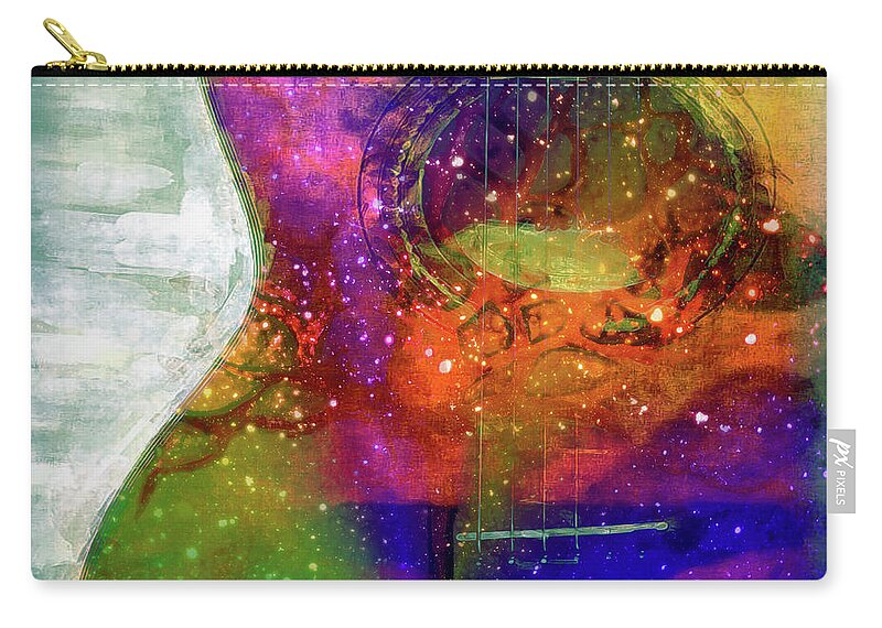 Magic Zip Pouch featuring the mixed media Magic of Guitar music by Lilia S