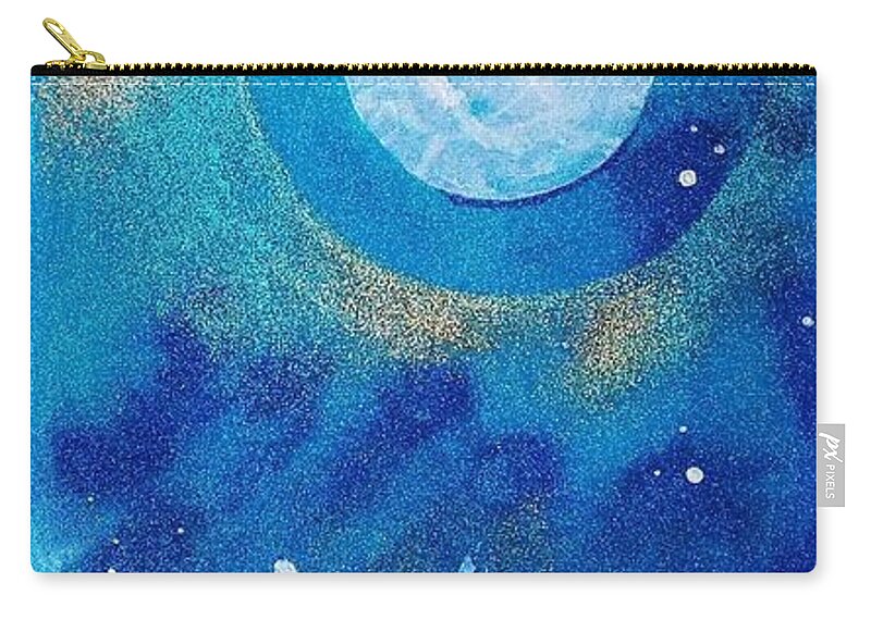 Folk Art Zip Pouch featuring the painting Magical Night at the Cabin by Corey Habbas