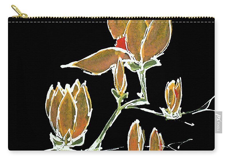 Original Watercolors Zip Pouch featuring the painting Magnolia-Orange by Chris Paschke