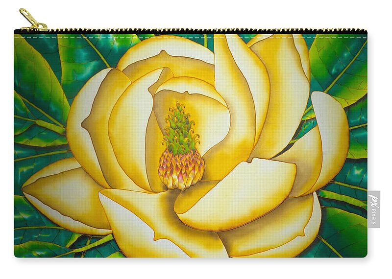Magnolia Virginiana Zip Pouch featuring the painting Magnolia Virginiana by Daniel Jean-Baptiste