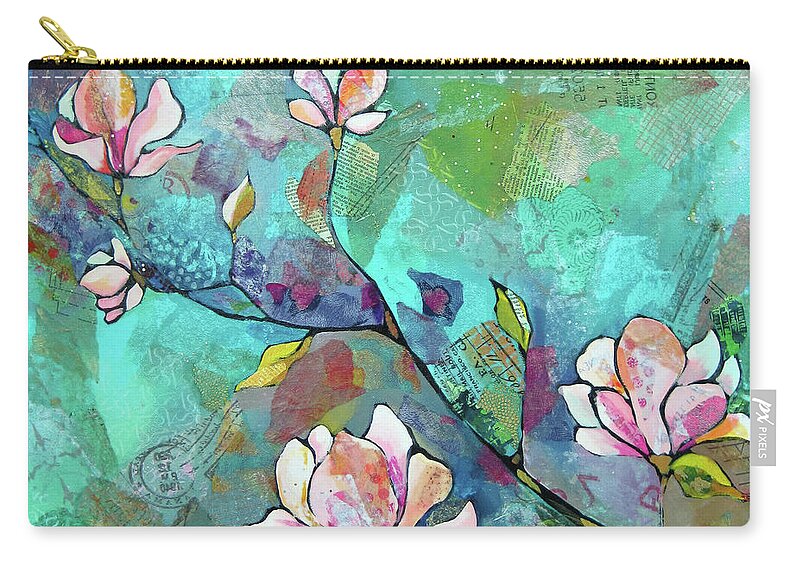 Magnolias Zip Pouch featuring the painting Magnolias by Shadia Derbyshire