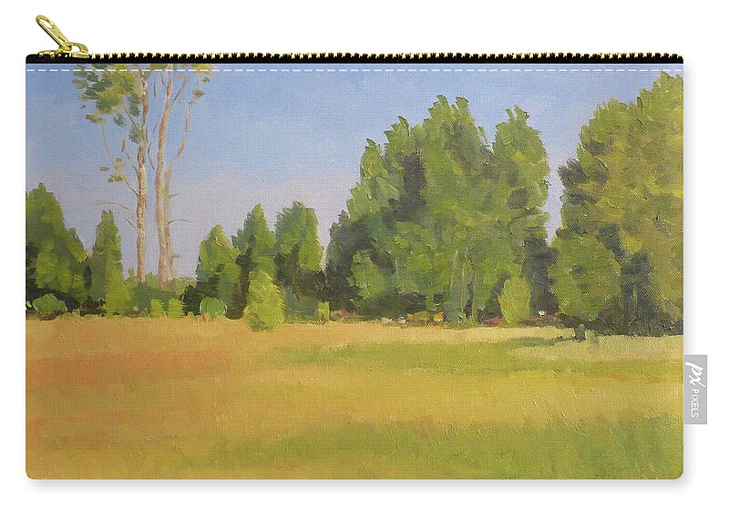 Impressionist Zip Pouch featuring the painting Magnuson Park Fields by Stan Chraminski