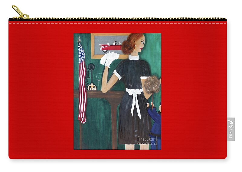 Maid Zip Pouch featuring the painting Maid In America by Artist Linda Marie