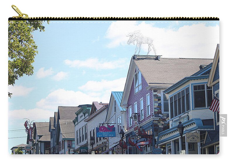 Bar Harbor Zip Pouch featuring the photograph Main Street Bar Harbor Maine by Living Color Photography Lorraine Lynch