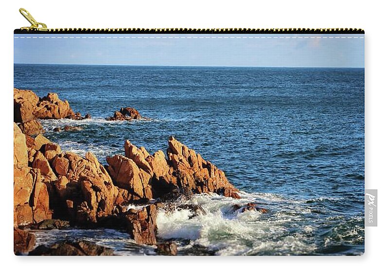 Bass Harbor Zip Pouch featuring the photograph Maine's Rocky Coast by Elizabeth Dow