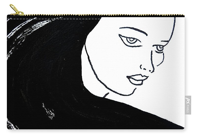 Masartstudio Zip Pouch featuring the painting Majestic Lady J0715A by Mas Art Studio