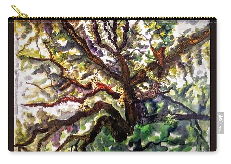 Landscape Zip Pouch featuring the painting Majestic Oak by Angela Weddle