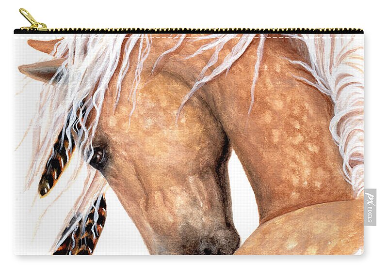 Palomino Zip Pouch featuring the painting Majestic Palomino #139 by AmyLyn Bihrle