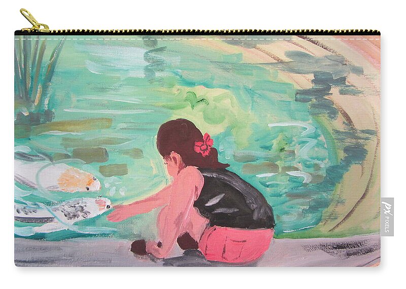 Koi Zip Pouch featuring the painting Making Friends by Dody Rogers