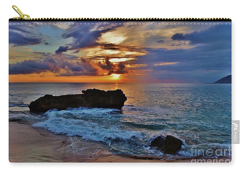 Sunset Zip Pouch featuring the photograph Makua Sunset by Craig Wood