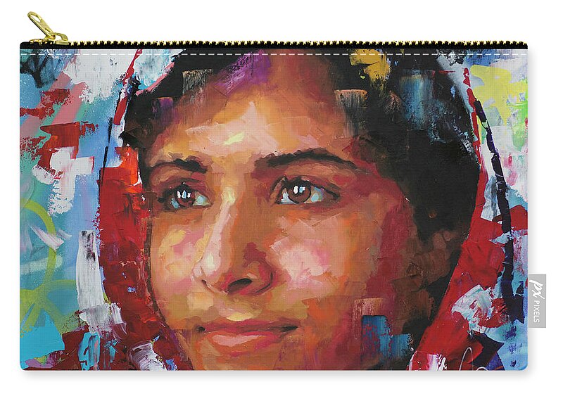 Malala Zip Pouch featuring the painting Malala Yousafzai II by Richard Day