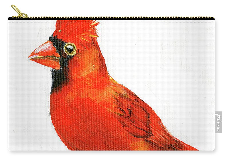 Cardinal Carry-all Pouch featuring the painting Male Cardinal by Donna Tucker