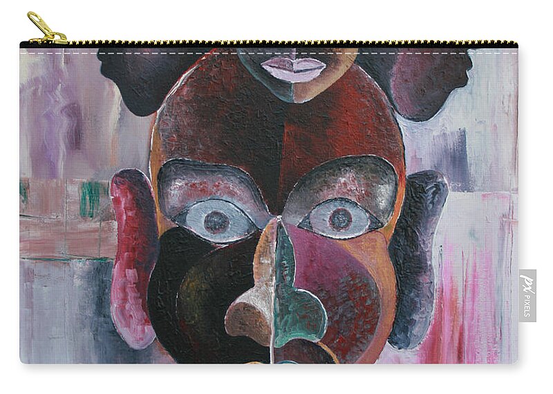 Male Mask Carry-all Pouch featuring the painting Male Mask by Obi-Tabot Tabe