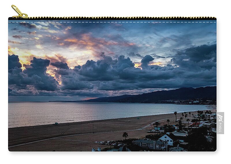 Sunset Zip Pouch featuring the photograph Malibu Sunset Glow by Gene Parks