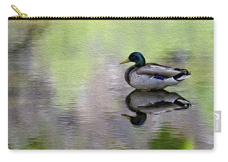 Myhaverphotography Zip Pouch featuring the photograph Mallard In Mountain Water by Mark Myhaver