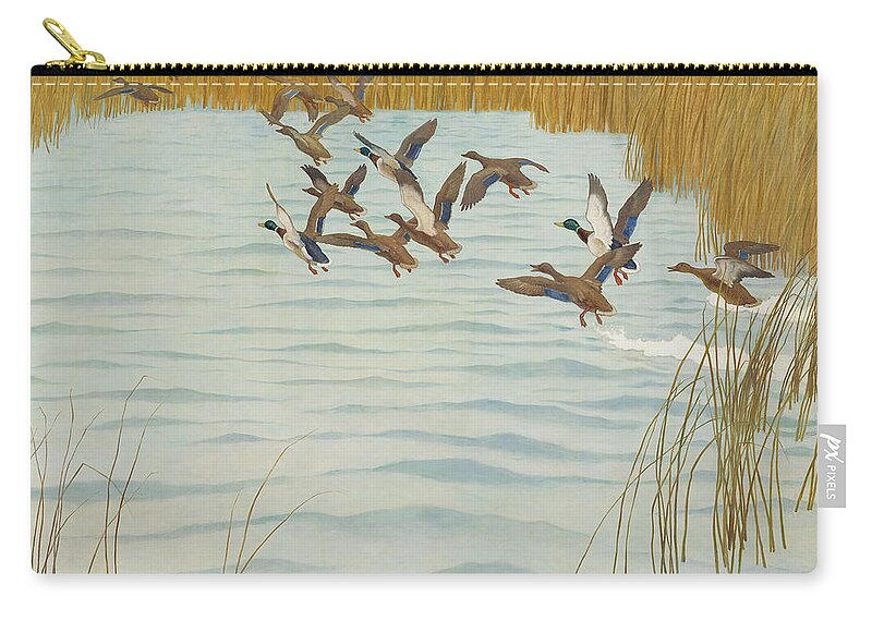 Wyeth Zip Pouch featuring the painting Mallards in Autumn by Newell Convers Wyeth