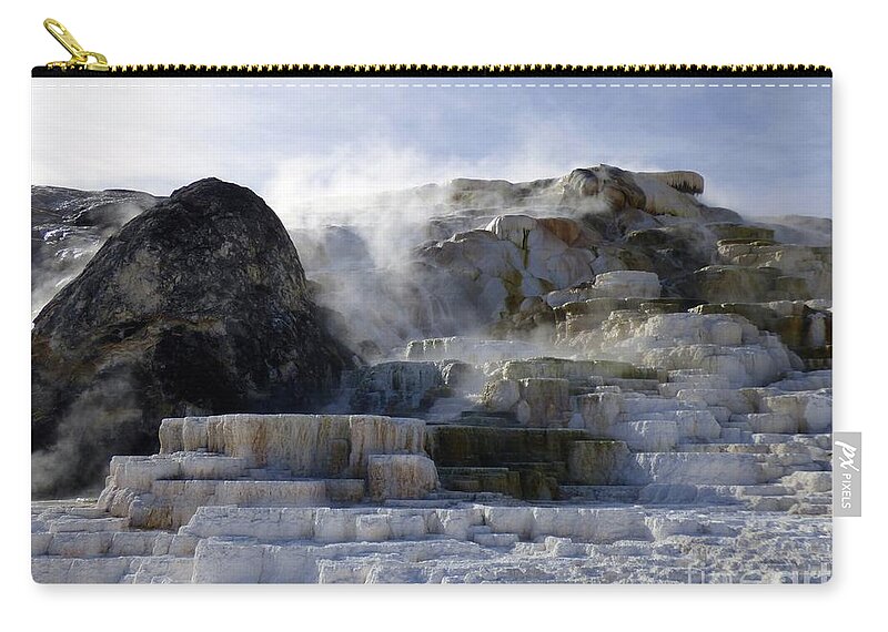 Hot Springs Zip Pouch featuring the photograph Mammoth Hot Springs Terraces by Jean Wright