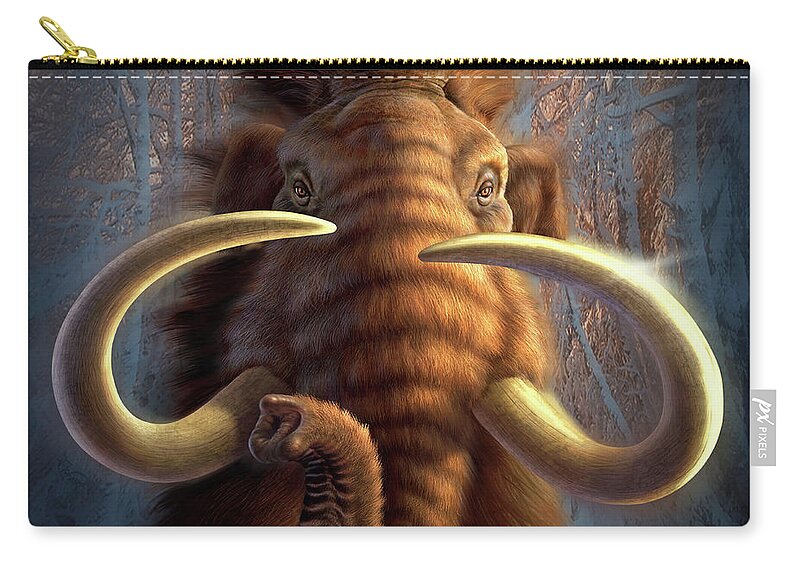 Mammoth Zip Pouch featuring the digital art Mammoth by Jerry LoFaro
