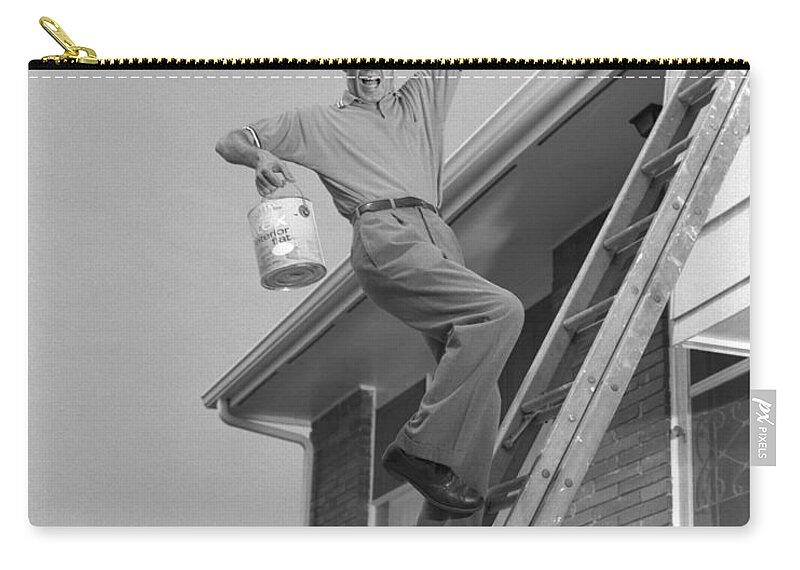 1960s Carry-all Pouch featuring the photograph Man Falling Off Ladder by H. Armstrong Roberts/ClassicStock