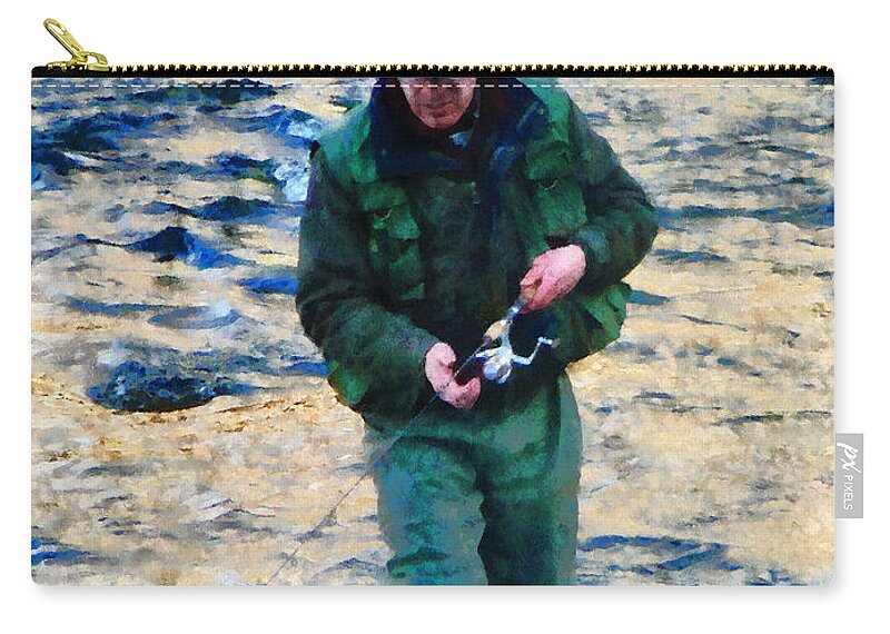 Nature Zip Pouch featuring the photograph Man Fishing by Susan Savad
